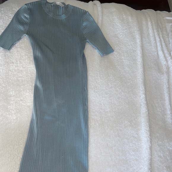 Zara Dresses Zara Blue Midi Open Back Dress Poshmark